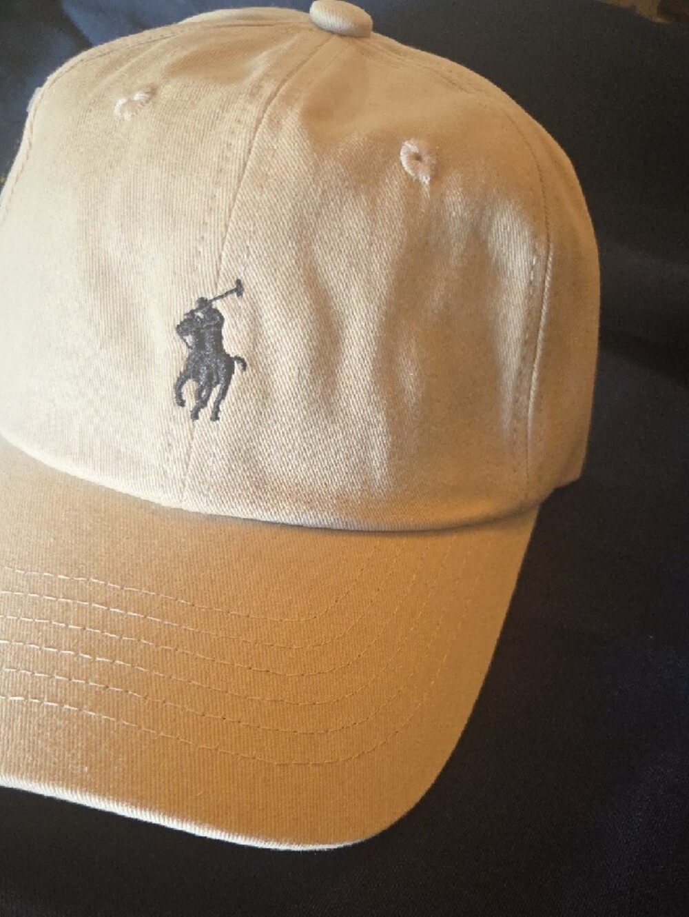 Ralph Lauren Stone Khaki Baseball Cap | Black Pony Logo | Adjustable Dad Hat - Picture 3 of 11